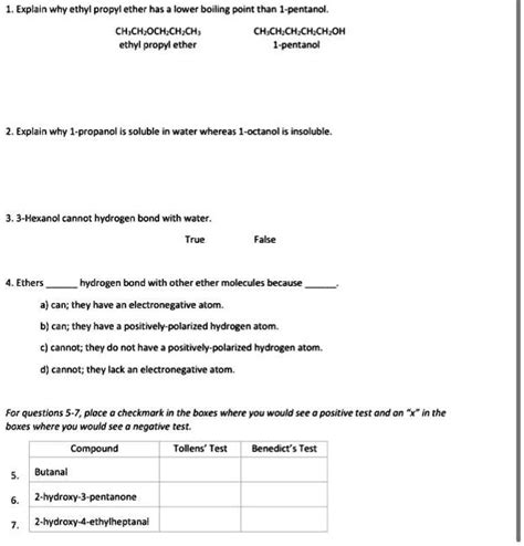 SOLVED: Explain why ethyl propvl ether has Iower boiling point than ...