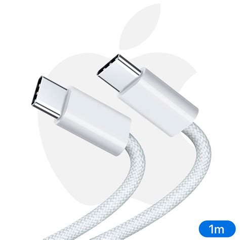 Câble De Charge Usb C 60w Original Apple Tissé Blanc 1m Français