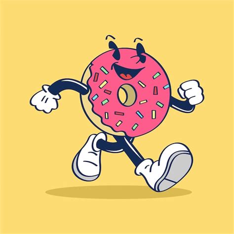 Premium Vector | A cartoon illustration of a donut running.