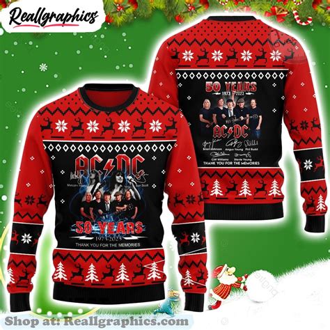 Acdc 50 Years Christmas Ugly Sweater 3d T Christmas Reallgraphics