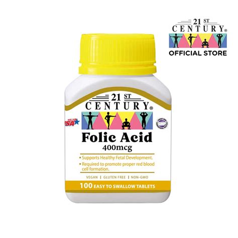 21st Century Folic Acid 400mcg 100 Easy Swallow Tablets Shopee