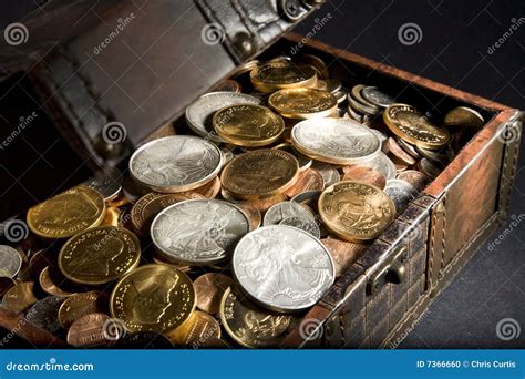 Treasure Chest With Gold And Silver Stock Photo - Image: 7366660