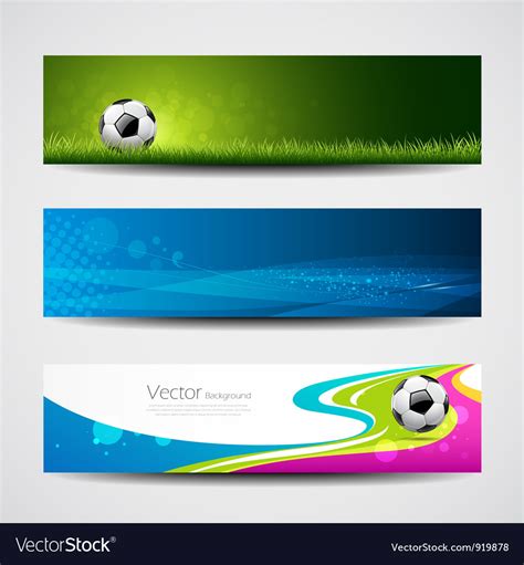 Banner Headers Soccer Ball Set Design Royalty Free Vector