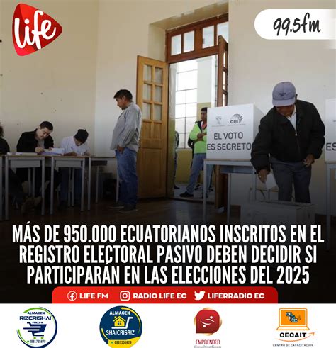 MÁs De 950 000 Ecuatorianos Inscritos En El Registro Electoral Pasivo