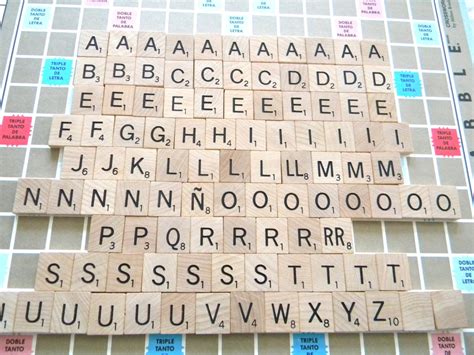 100 Spanish Language Scrabble Tiles Complete Set Mosaic