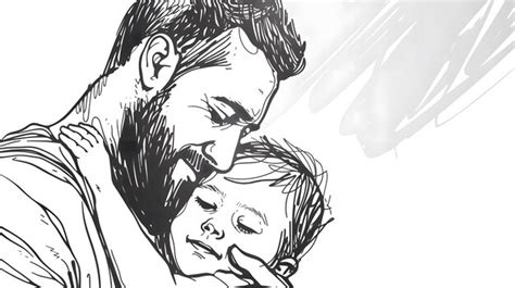 Fathers Day Simple Black Sketch Illustration Premium Ai Generated Image