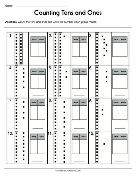 Concept Of Tens And Ones Worksheet