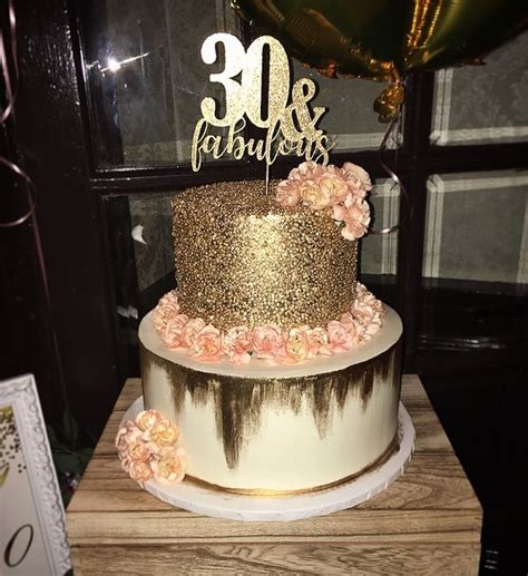 Gold And Blush 30th Birthday Cake Golden Birthday Cakes 30th