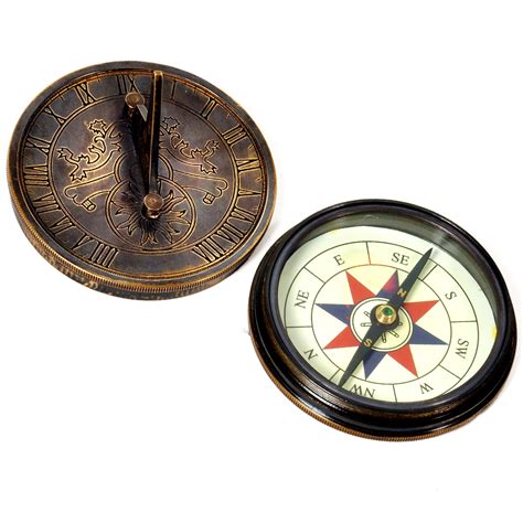 Shop Antique Stylish Real Brass Sun Dial Compass Online Shopclues