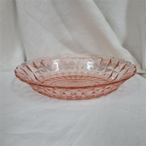 Vtg Jeanette Windsor Depression Glass Pink Oval Serving Bowl As Is Ebay