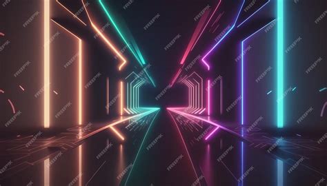 Premium Photo Abstract Neon Lights Background With Laser Rays And