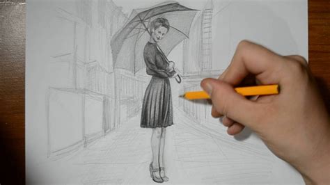 Girl Holding Umbrella Drawing at GetDrawings | Free download