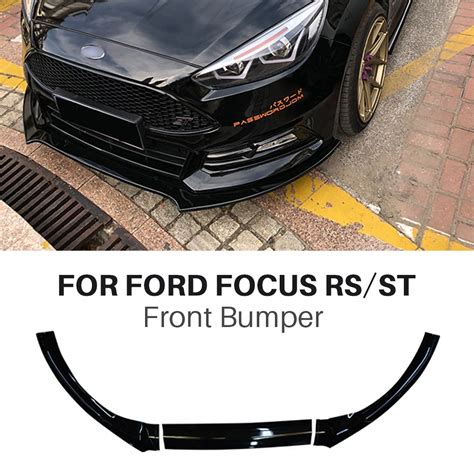 For Ford Focus Rs St Front Bumper Lip Abs Gloss Black Body Kit Spoiler