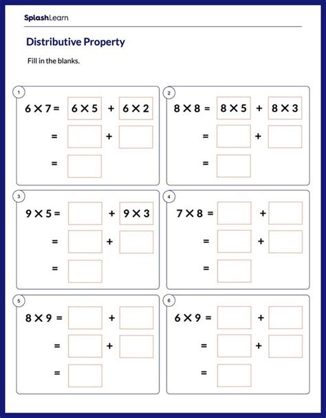 Free Printable Distributive Property Of Multiplication Worksheets