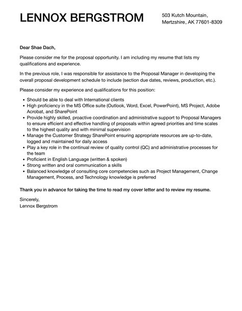 Proposal Cover Letter Sample Doc Cover Letters