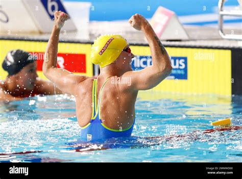 Sarah Sjoestroem Of Sweden Reacts After Winning The Meters Freestyle