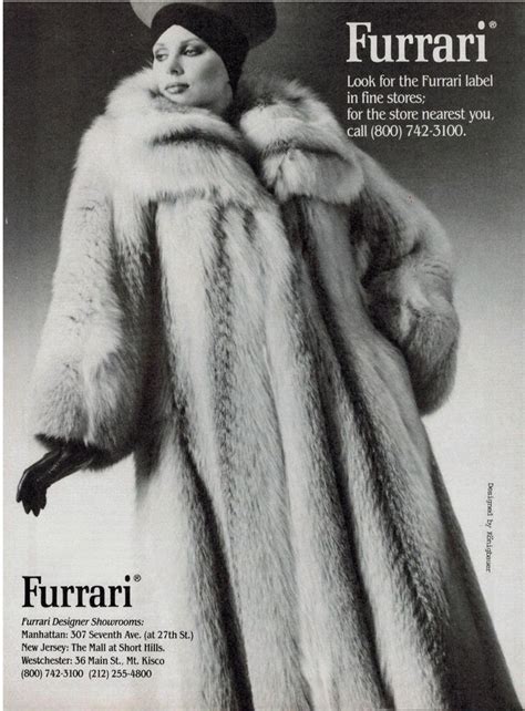 1985 Furrari Furs Magazine Print Ad The Decade Of Fur 1980s