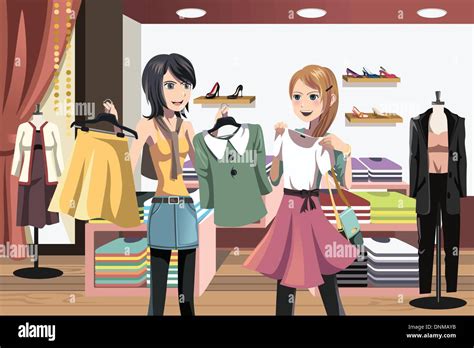 Illustration Drawing Shopping Girls Hi Res Stock Photography And Images