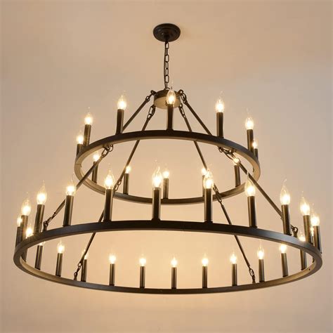 Wbindx Wagon Wheel Chandelier Diam Inch Light Large Black