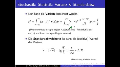 Stochastik Teil Varianz Und Standardabweichung Bei Stetigen