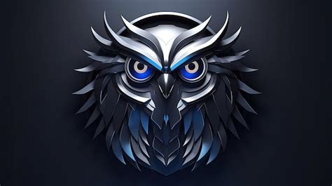 Premium Photo | A drawing of a owl with blue eyes.