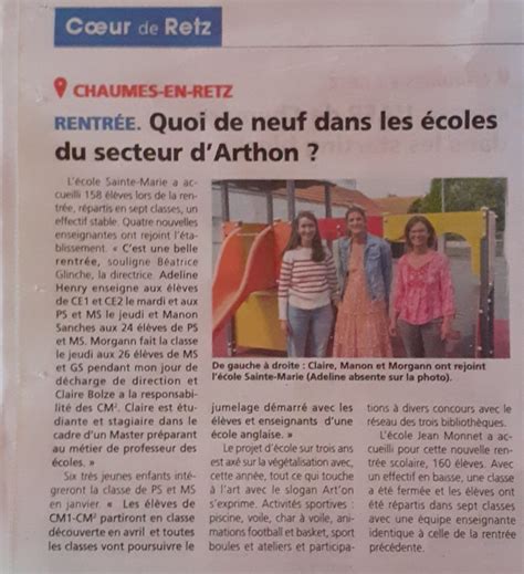 On Parle De Nous Ecole Sainte Marie CHAUMES EN RETZ