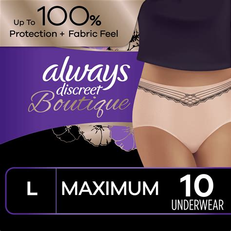 Always Discreet Boutique Maximum Incontinence Underwear Size L 10 Count