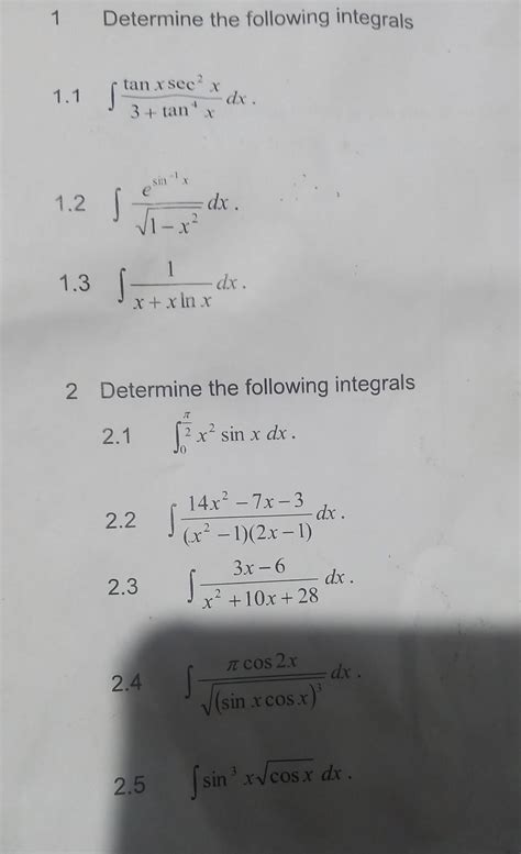 Solved 1 Determine The Following Integrals