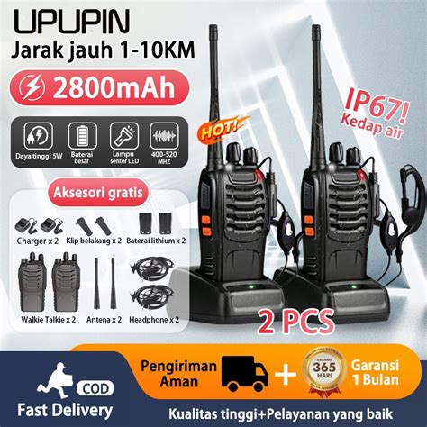 Jual Walkie Talkie Jarak Jauh 10km Max 2800mAH HT Wlan UHF 2 Units