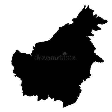 Black Silhouette Design Of Indonesian Borneo Island Map On White