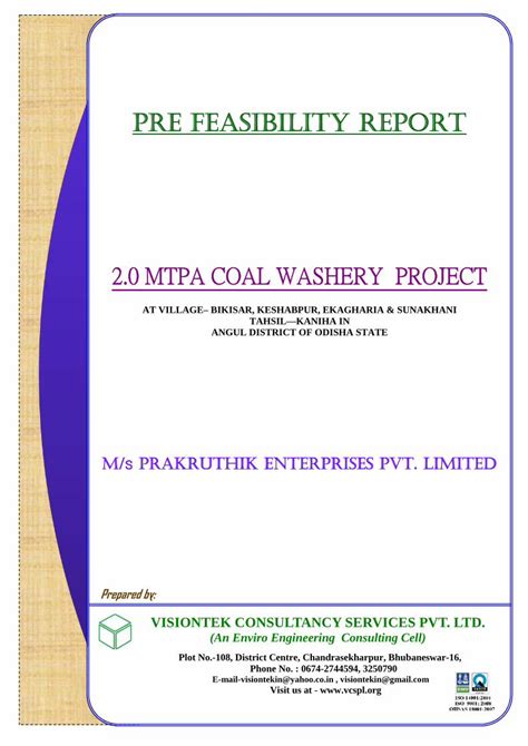 Pdf Pre Feasibility Report Welcome To