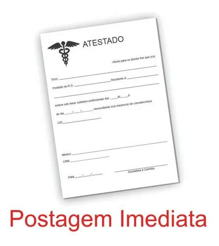 Atestado M Dico X Cm Blocos Pronta Entrega