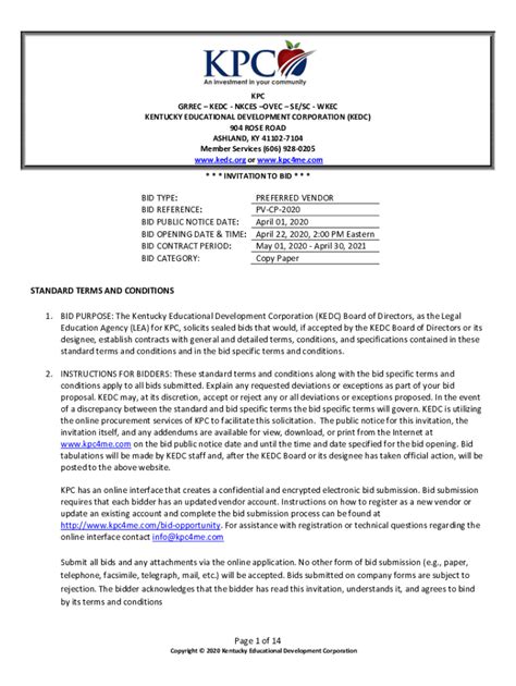 Fillable Online Page 1 Of 14 BID TYPE PREFERRED VENDOR BID REFERENCE