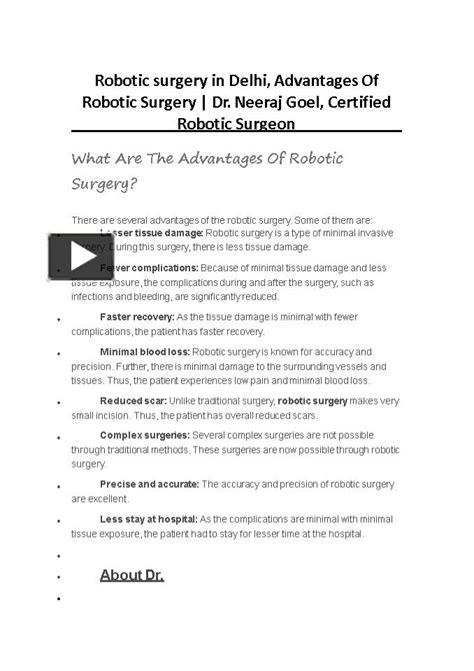 Ppt Robotic Surgery In Delhi Advantages Of Robotic Surgery Dr