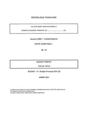 Calam O Budget Primitif Exercice