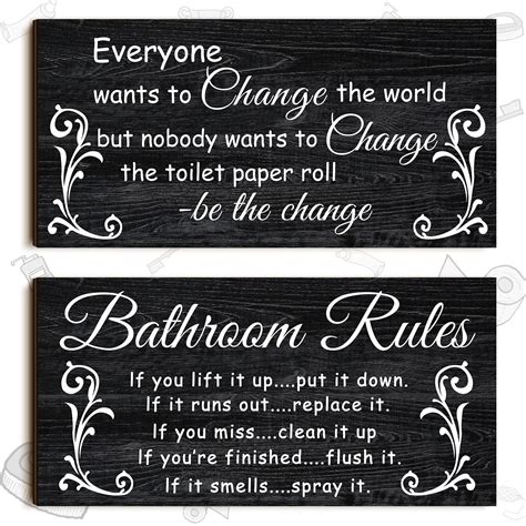 Jetec Pieces Bathroom Toilet Decor Bathroom Rules Flower Wall Art