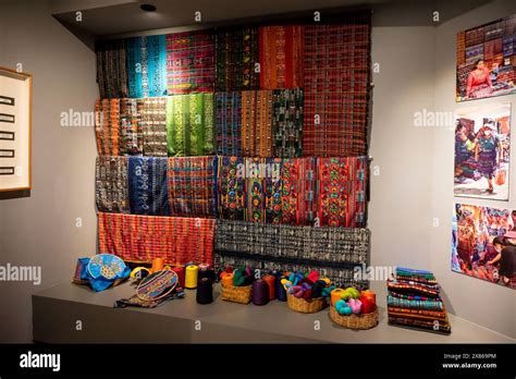 Exhibits of traditional dress and fabrics in The Ixchel Museum of ...