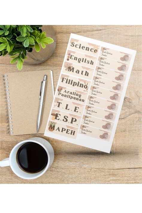 Brown Aesthetic Subject And Name Sticker Set Lazada Ph