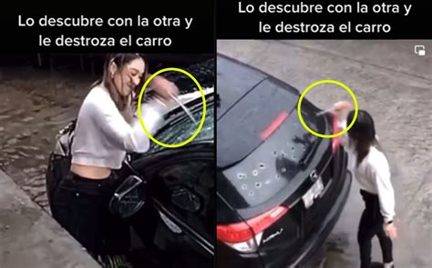 TikTok Mujer Destroza Auto Tras Descubrir Infidelidad De Su Pareja