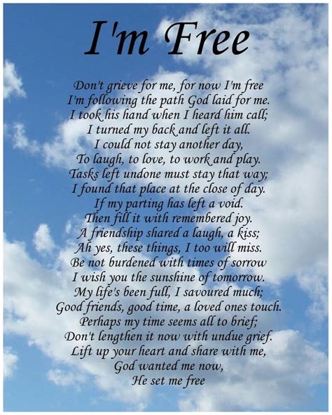 I M Free Memorial Poem Birthday Mothers Day Funeral Trong 2021