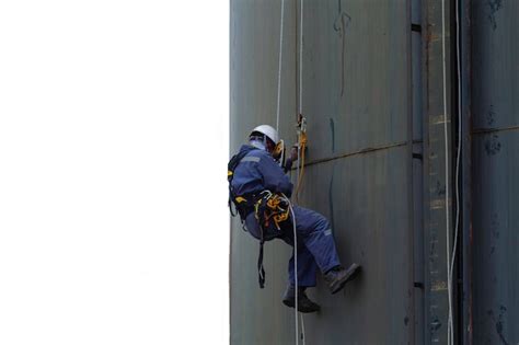 Premium Photo Male Worker Rope Access Height Safety Inspection Of