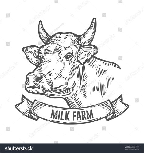 Vektor Stok Cows Head Hand Drawn Sketch Graphic Tanpa Royalti