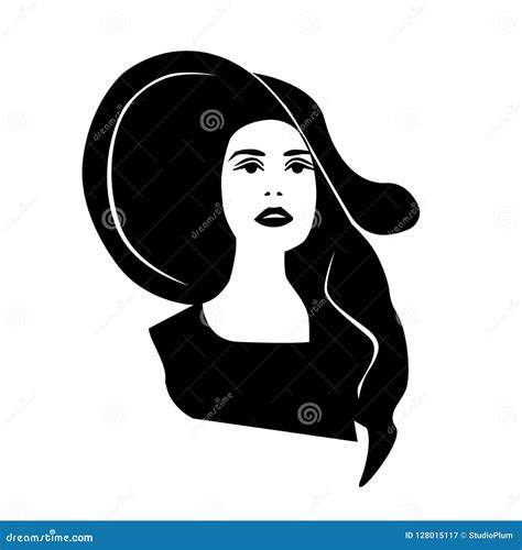 Silueta De Una Mujer En Un Sombrero Negro Ilustración del Vector