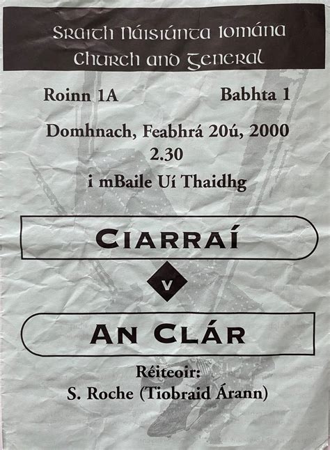 GAA Programmes On Twitter 2000 National Hurling League Kerry V Clare