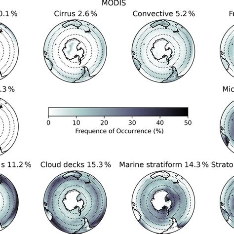 Spatial Maps Of The Relative Frequency Of Occurrence For Each Modis