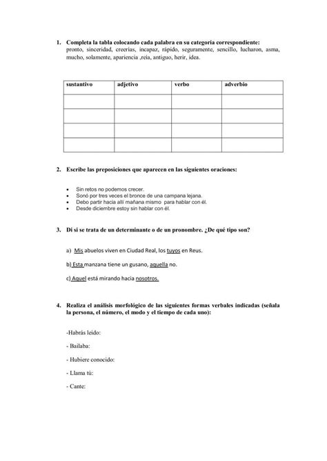 Repaso Categorias Gramaticales Ii Worksheet Live Worksheets