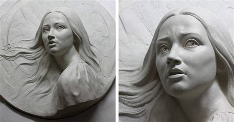 Emotional Figure Emerges From Exquisite High Relief Sculpture