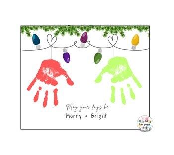 Winter Bright And Merry Handprint Art Craft Printable Template Christmas