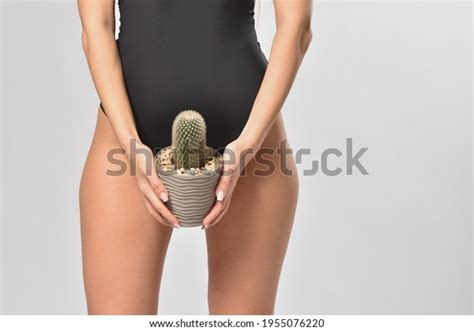 Woman Holding Cactus Bikini Zone Intimate Stock Photo Shutterstock