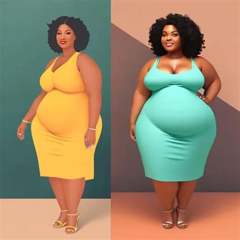 Full Body Digital Illustration Of Chubby Black Woman